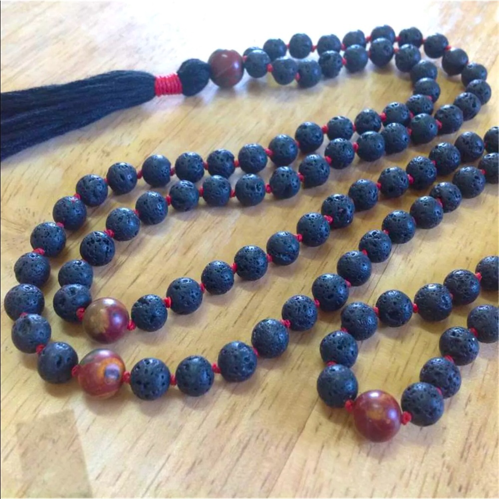 Cherry creek Jasper and Lavastone Meditation Mala - Picture 2 of 4